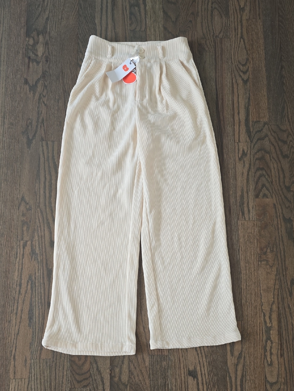 Cider Cream Wide-Leg Ribbed Pants